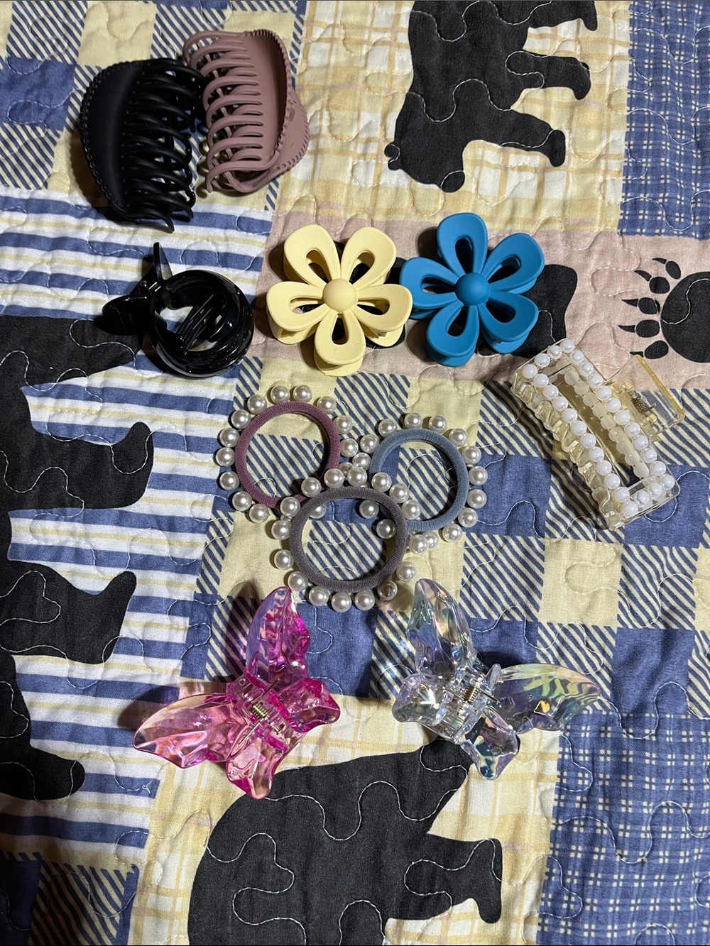 Women’s Hair Accessory Set - Multicolor Floral, Butterfly & Pearl Clips